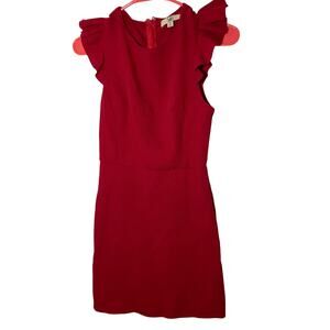 YA LA Valentine's Day Red Ruffle Classy Modest Pencil Special Occasion Dress